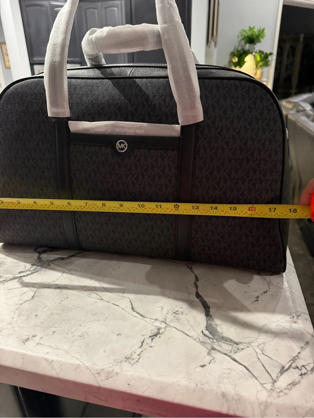 Michael Kors Brown Monogram Duffel Bag with Dark Trim